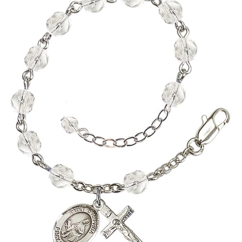 St. Dymphna Crystal April Rosary Bracelet 6mm