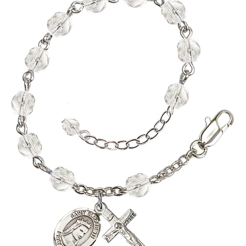 St. Elizabeth Of Hungary Crystal April Rosary Bracelet 6mm