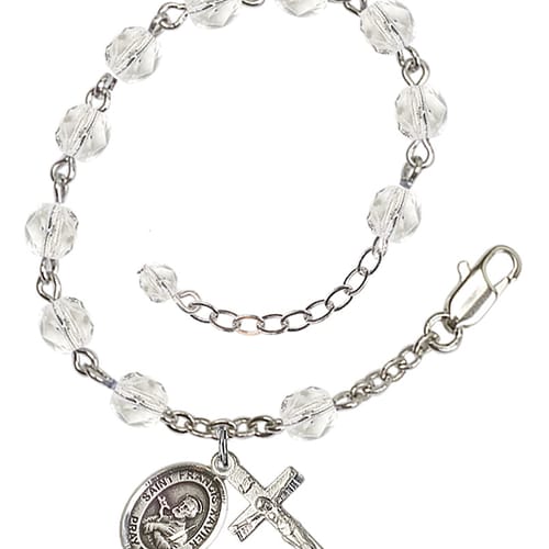 St. Francis Xavier Crystal April Rosary Bracelet 6mm