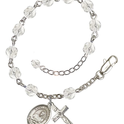 St. Lawrence Crystal April Rosary Bracelet 6mm