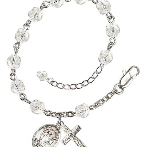 St. Richard Crystal April Rosary Bracelet 6mm