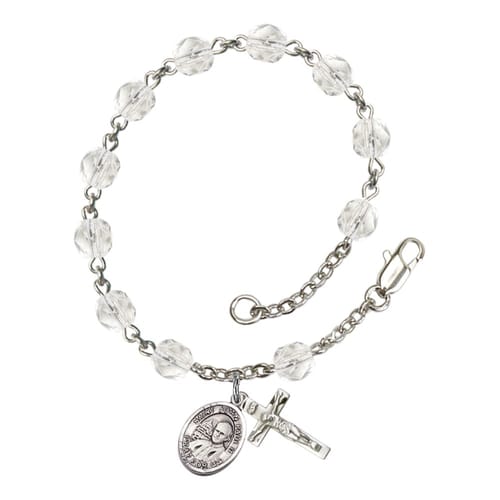 St. John Paul II Crystal April Rosary Bracelet 6mm