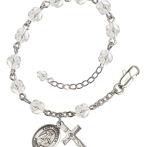 St. Isabella Of Portugal Crystal April Rosary Bracelet 6mm