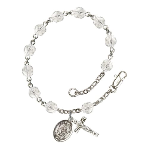 St. Christian Demosthenes Crystal April Rosary Bracelet 6mm