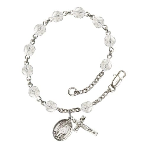 St. Amelia Crystal April Rosary Bracelet 6mm