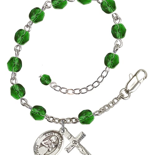 St. Agatha Green May Rosary Bracelet 6mm