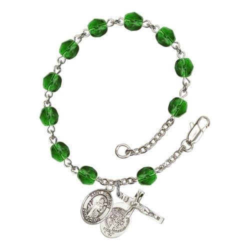 St. Benedict Green May Rosary Bracelet 6mm