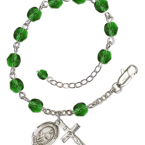 St. Dymphna Green May Rosary Bracelet 6mm