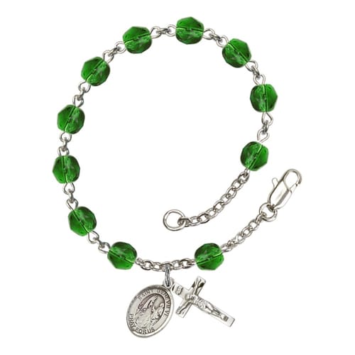 St. Genevieve Green May Rosary Bracelet 6mm