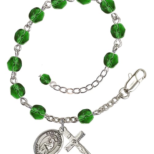 St. Regina Green May Rosary Bracelet 6mm