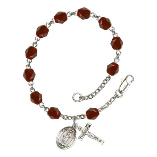 St. Barbara Red January Rosary Bracelet 6mm