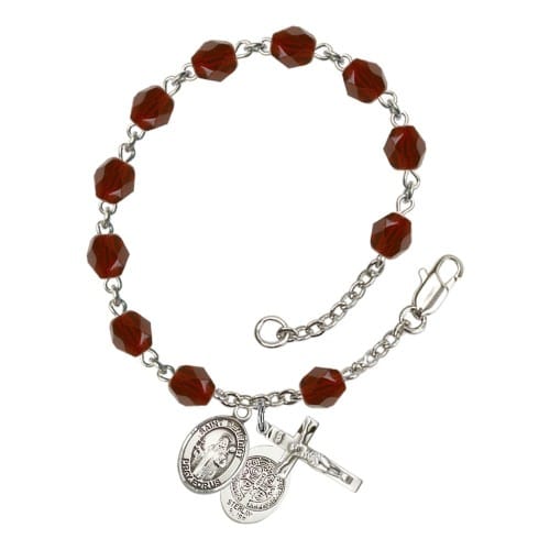 St. Benedict Red January Rosary Bracelet 6mm