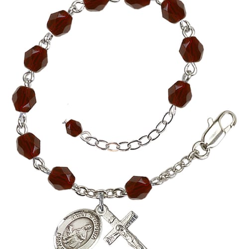 St. Dymphna Red January Rosary Bracelet 6mm