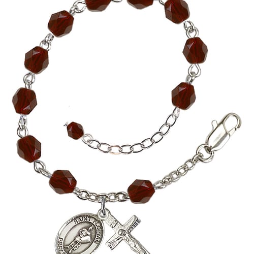 St. Florian Red January Rosary Bracelet 6mm