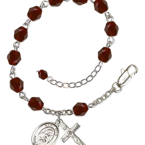 St. Rita Of Cascia Red January Rosary Bracelet 6mm