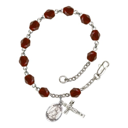 St. Lucy Red January Rosary Bracelet 6mm