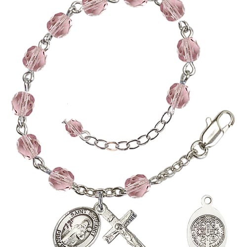 St. Benedict 6mm light purple June Rosary Bracelet