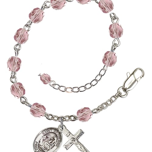 St. Catherine Of Siena 6mm light purple June Rosary Bracelet