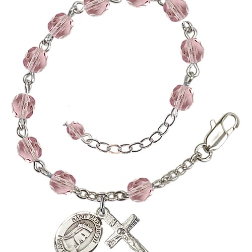 St. Elizabeth Of Hungary 6mm light purple June Rosary Bracelet