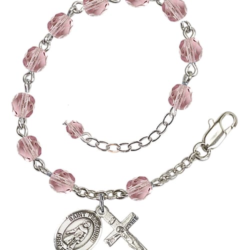 St. Peregrine Laziosi 6mm light purple June Rosary Bracelet