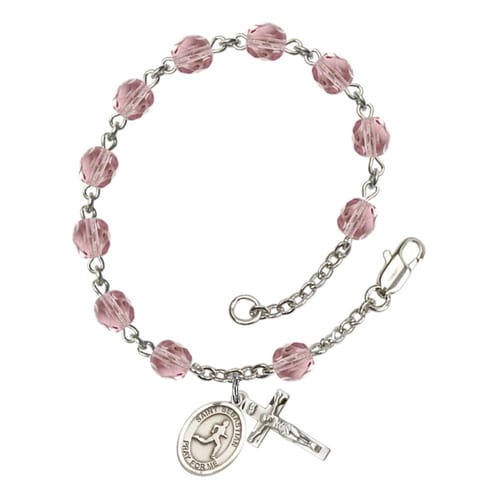 St. Sebastian/Track &amp; Field 6mm light purple June Rosary Bracelet