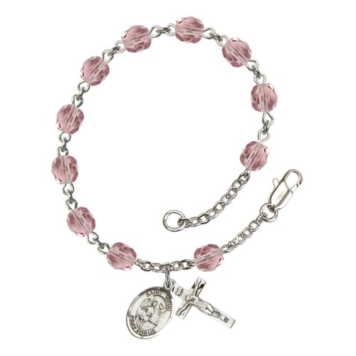 St. Vitus 6mm light purple June Rosary Bracelet