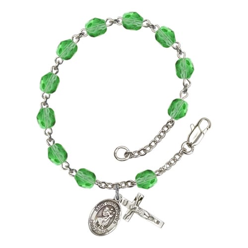 St. Christopher Green August Rosary Bracelet 6mm