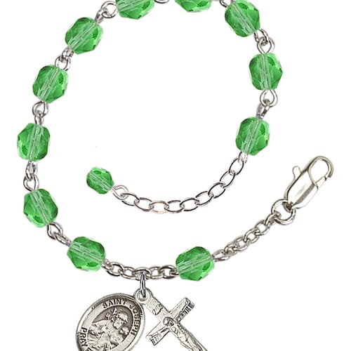 St. Joseph Green August Rosary Bracelet 6mm