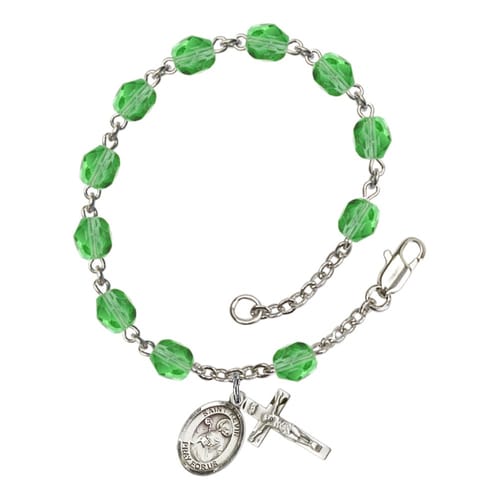 St. Kevin Green August Rosary Bracelet 6mm