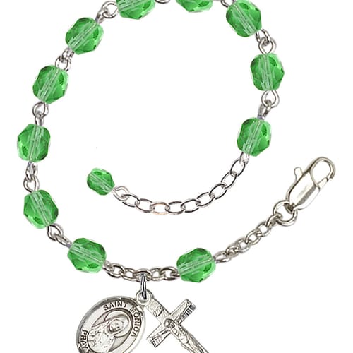 St. Monica Green August Rosary Bracelet 6mm