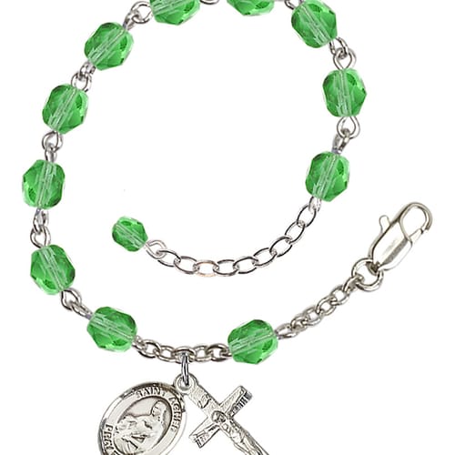 St. Agnes Of Rome Green August Rosary Bracelet 6mm