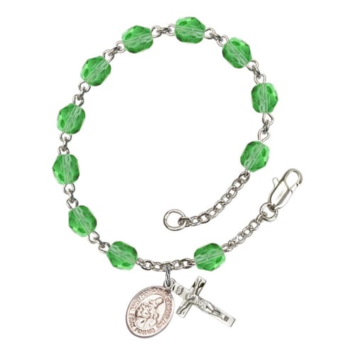 St. Margaret Of Scotland Green August Rosary Bracelet 6mm