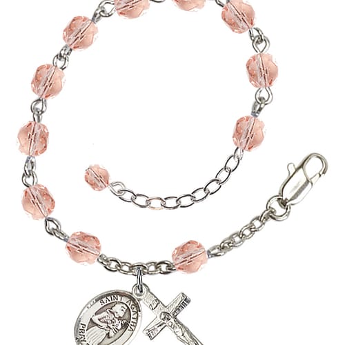 St. Agatha Pink October Rosary Bracelet 6mm