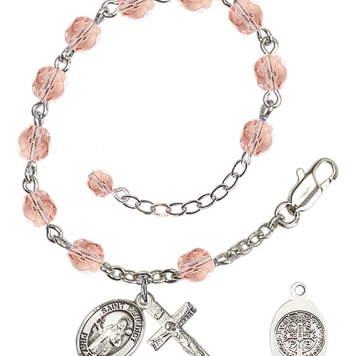 St. Benedict Pink October Rosary Bracelet 6mm