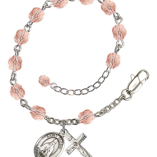 St. Blaise Pink October Rosary Bracelet 6mm