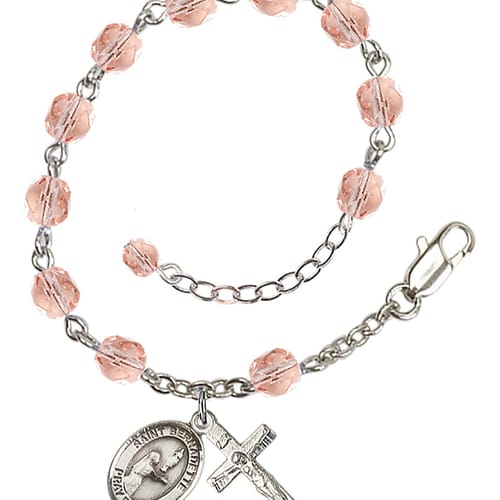 St. Bernadette Pink October Rosary Bracelet 6mm