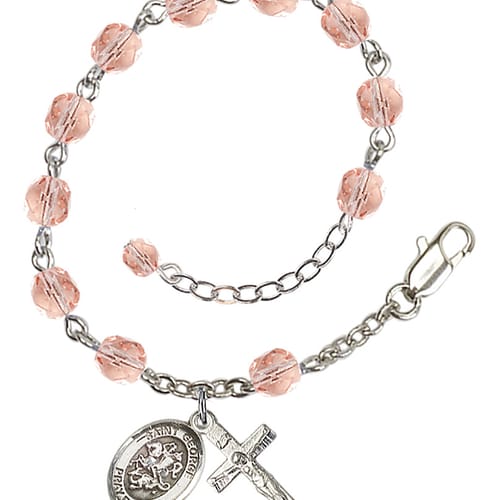 St. George Pink October Rosary Bracelet 6mm