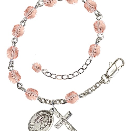 St. Genevieve Pink October Rosary Bracelet 6mm