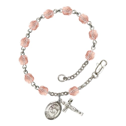 St. Kevin Pink October Rosary Bracelet 6mm