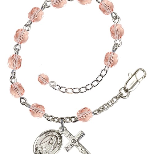 St. Martha Pink October Rosary Bracelet 6mm