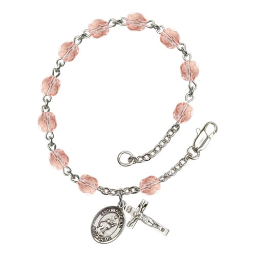 St. Tarcisius Pink October Rosary Bracelet 6mm