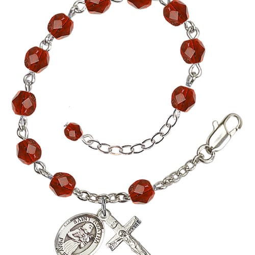 St. Agatha Red July Rosary Bracelet 6mm