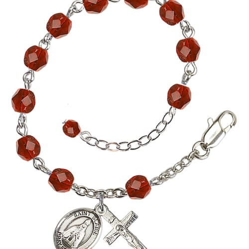 St. Blaise Red July Rosary Bracelet 6mm