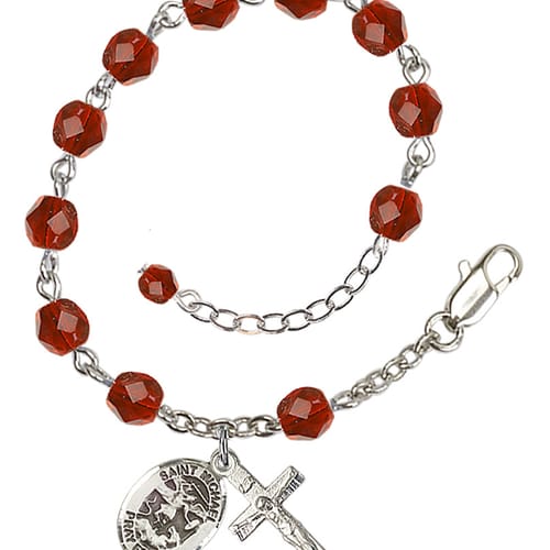 St. Michael The Archangel Red July Rosary Bracelet 6mm