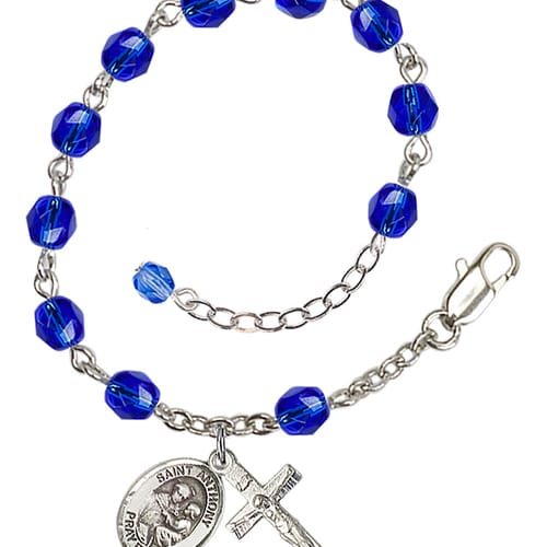 St. Anthony Of Padua Blue September Rosary Bracelet 6mm
