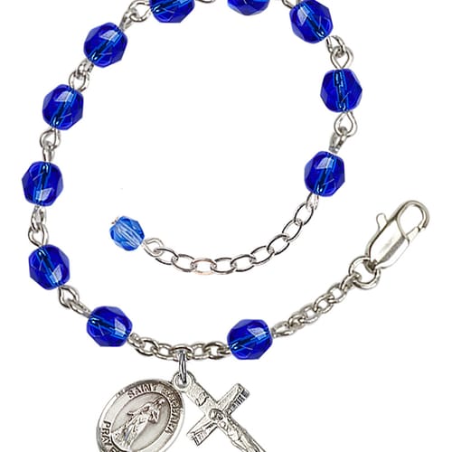 St. Barbara Blue September Rosary Bracelet 6mm