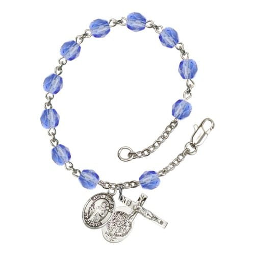 St. Benedict Blue September Rosary Bracelet 6mm