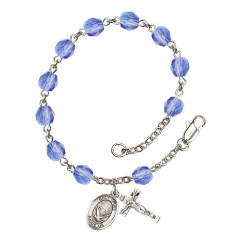 Holy Spirit Blue September Rosary Bracelet 6mm