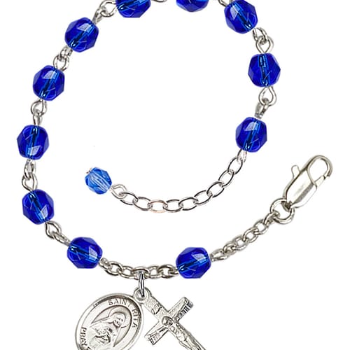 St. Rita Of Cascia Blue September Rosary Bracelet 6mm