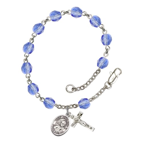 St. John Paul II Blue September Rosary Bracelet 6mm